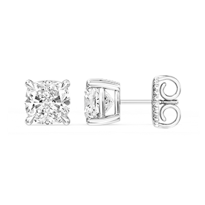 Cushion Certified Lab Grown Diamond Claw Prong Stud Earrings