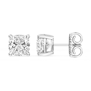 Cushion Certified Lab Grown Diamond Claw Prong Stud Earrings
