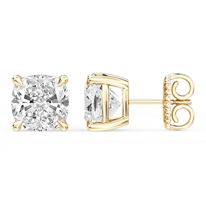 Cushion Certified Lab Grown Diamond Claw Prong Stud Earrings