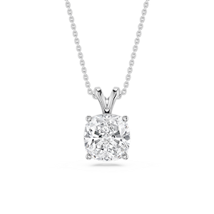 Cushion Lab Grown Diamond Double Bail Pendant - 16 to 18 Inches
