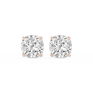 Cushion Lab Grown Diamond Hidden Halo Stud Earrings
