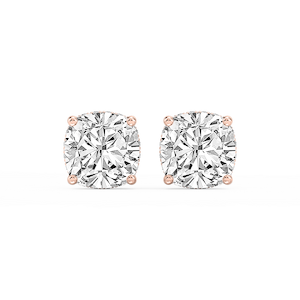 Cushion Lab Grown Diamond Hidden Halo Stud Earrings