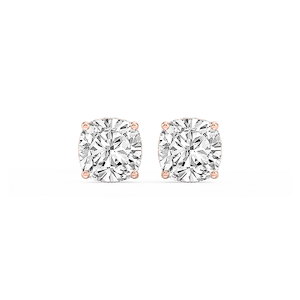 Cushion Lab Grown Diamond Hidden Halo Stud Earrings