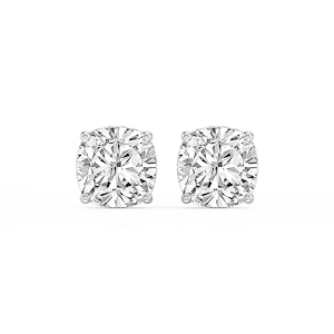Cushion Lab Grown Diamond Hidden Halo Stud Earrings