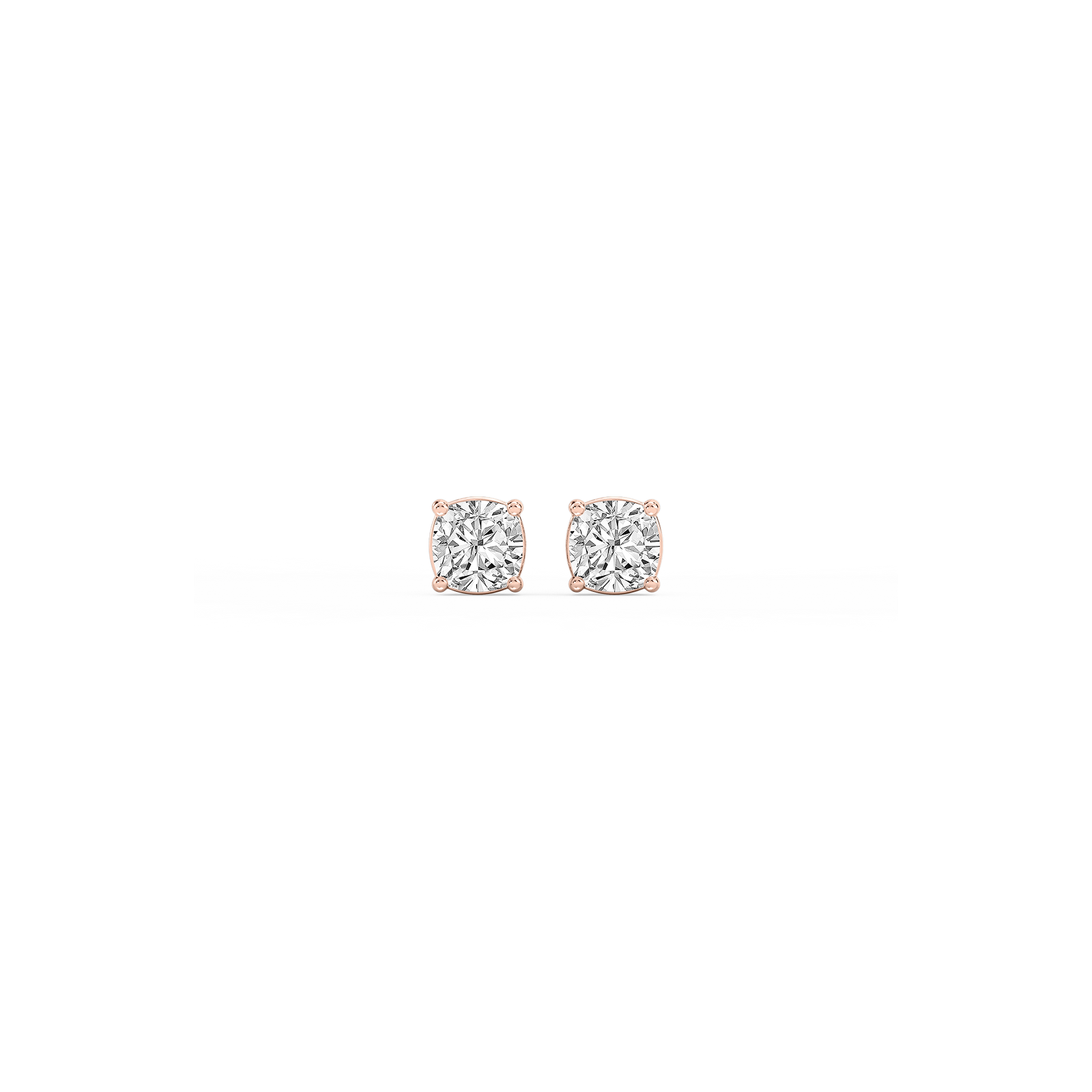Cushion Lab Grown Diamond Classic Four Prong Basket Threaded Stud Earrings