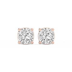 Cushion Lab Grown Diamond Classic Four Prong Basket Threaded Stud Earrings
