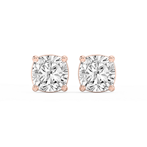 Cushion Lab Grown Diamond Classic Four Prong Basket Threaded Stud Earrings
