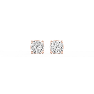 Cushion Lab Grown Diamond Classic Four Prong Basket Threaded Stud Earrings
