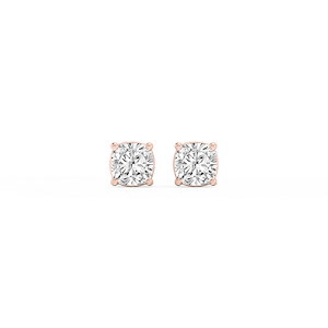 Cushion Lab Grown Diamond Classic Four Prong Basket Threaded Stud Earrings