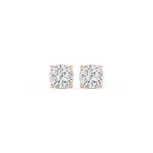 Cushion Lab Grown Diamond Classic Four Prong Basket Threaded Stud Earrings