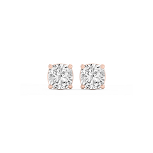 Cushion Lab Grown Diamond Classic Four Prong Basket Threaded Stud Earrings