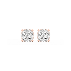 Cushion Lab Grown Diamond Classic Four Prong Basket Threaded Stud Earrings