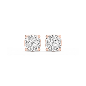 Cushion Lab Grown Diamond Classic Four Prong Basket Threaded Stud Earrings