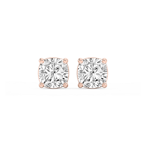 Cushion Lab Grown Diamond Classic Four Prong Basket Threaded Stud Earrings