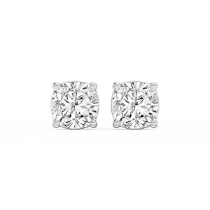 Cushion Lab Grown Diamond Classic Four Prong Basket Threaded Stud Earrings