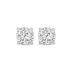Cushion Lab Grown Diamond Classic Four Prong Basket Threaded Stud Earrings