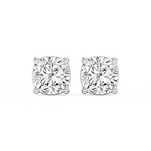 Cushion Lab Grown Diamond Classic Four Prong Basket Threaded Stud Earrings