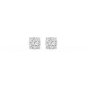Cushion Lab Grown Diamond Classic Four Prong Basket Threaded Stud Earrings