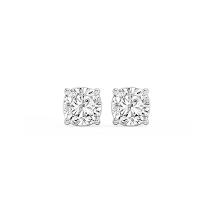Cushion Lab Grown Diamond Classic Four Prong Basket Threaded Stud Earrings