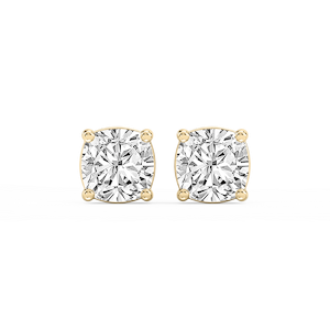 Cushion Lab Grown Diamond Classic Four Prong Basket Threaded Stud Earrings