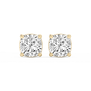 Cushion Lab Grown Diamond Classic Four Prong Basket Threaded Stud Earrings