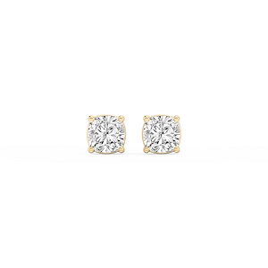 Cushion Lab Grown Diamond Classic Four Prong Basket Threaded Stud Earrings