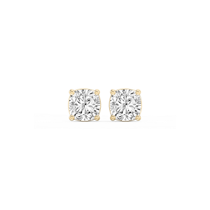 Cushion Lab Grown Diamond Classic Four Prong Basket Threaded Stud Earrings