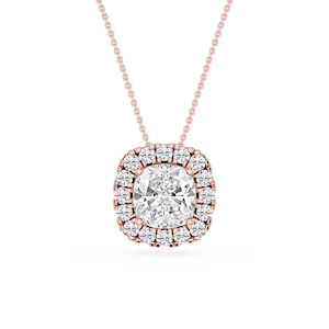 Cushion Lab Grown Diamond Halo Slide Pendant - 16 to 18 Inches