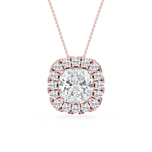 Cushion Lab Grown Diamond Halo Slide Pendant - 16 to 18 Inches