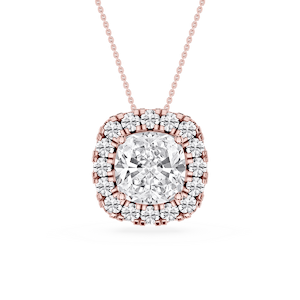 Cushion Lab Grown Diamond Halo Slide Pendant - 16 to 18 Inches