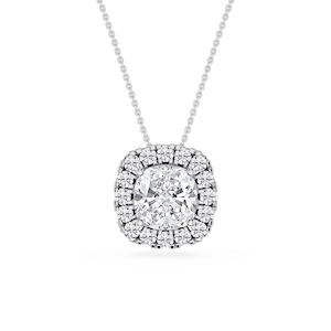 Cushion Lab Grown Diamond Halo Slide Pendant - 16 to 18 Inches