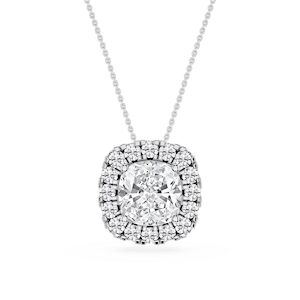 Cushion Lab Grown Diamond Halo Slide Pendant - 16 to 18 Inches