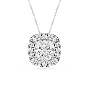 Cushion Lab Grown Diamond Halo Slide Pendant - 16 to 18 Inches