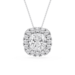 Cushion Lab Grown Diamond Halo Slide Pendant - 16 to 18 Inches