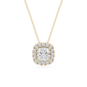 Cushion Lab Grown Diamond Halo Slide Pendant - 16 to 18 Inches