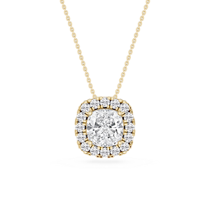 Cushion Lab Grown Diamond Halo Slide Pendant - 16 to 18 Inches