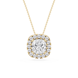Cushion Lab Grown Diamond Halo Slide Pendant - 16 to 18 Inches