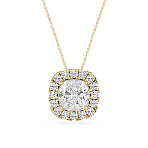 Cushion Lab Grown Diamond Halo Slide Pendant - 16 to 18 Inches