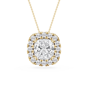 Cushion Lab Grown Diamond Halo Slide Pendant - 16 to 18 Inches