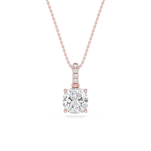 Cushion Lab Grown Diamond Hidden Halo Pendant - 16 to 18 Inches