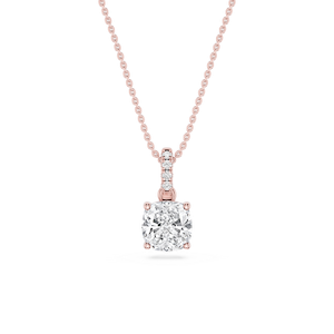 Cushion Lab Grown Diamond Hidden Halo Pendant - 16 to 18 Inches