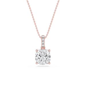Cushion Lab Grown Diamond Hidden Halo Pendant - 16 to 18 Inches
