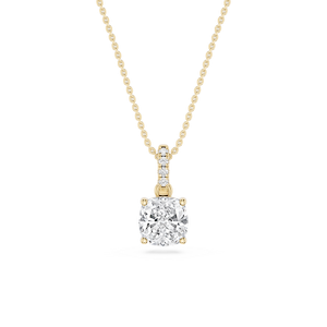 Cushion Lab Grown Diamond Hidden Halo Pendant - 16 to 18 Inches