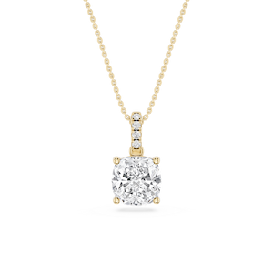 Cushion Lab Grown Diamond Hidden Halo Pendant - 16 to 18 Inches