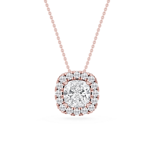 Cushion Lab Grown Diamond Halo Slide Pendant - 16 to 18 Inches