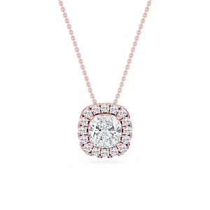 Cushion Lab Grown Diamond Halo Slide Pendant - 16 to 18 Inches