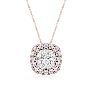 Cushion Lab Grown Diamond Halo Slide Pendant - 16 to 18 Inches