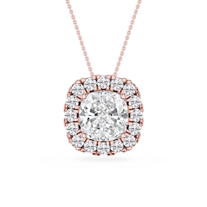 Cushion Lab Grown Diamond Halo Slide Pendant - 16 to 18 Inches