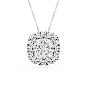 Cushion Lab Grown Diamond Halo Slide Pendant - 16 to 18 Inches