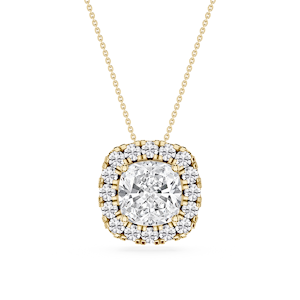 Cushion Lab Grown Diamond Halo Slide Pendant - 16 to 18 Inches